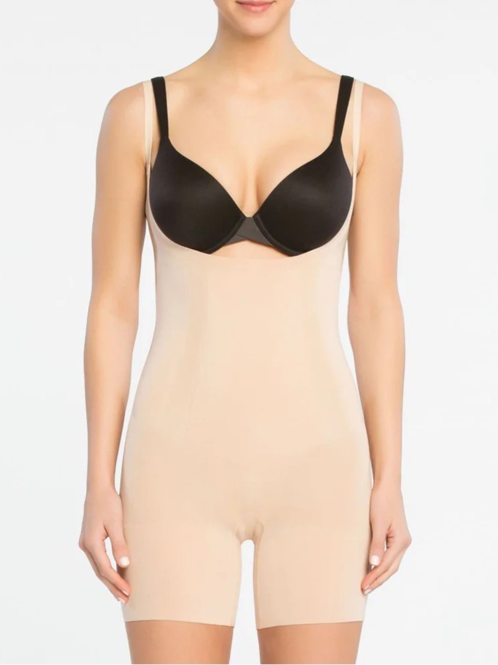 SPANX Simplicity Open Bust Mid Thigh Nude High-Waist Full Body Shaper Medium